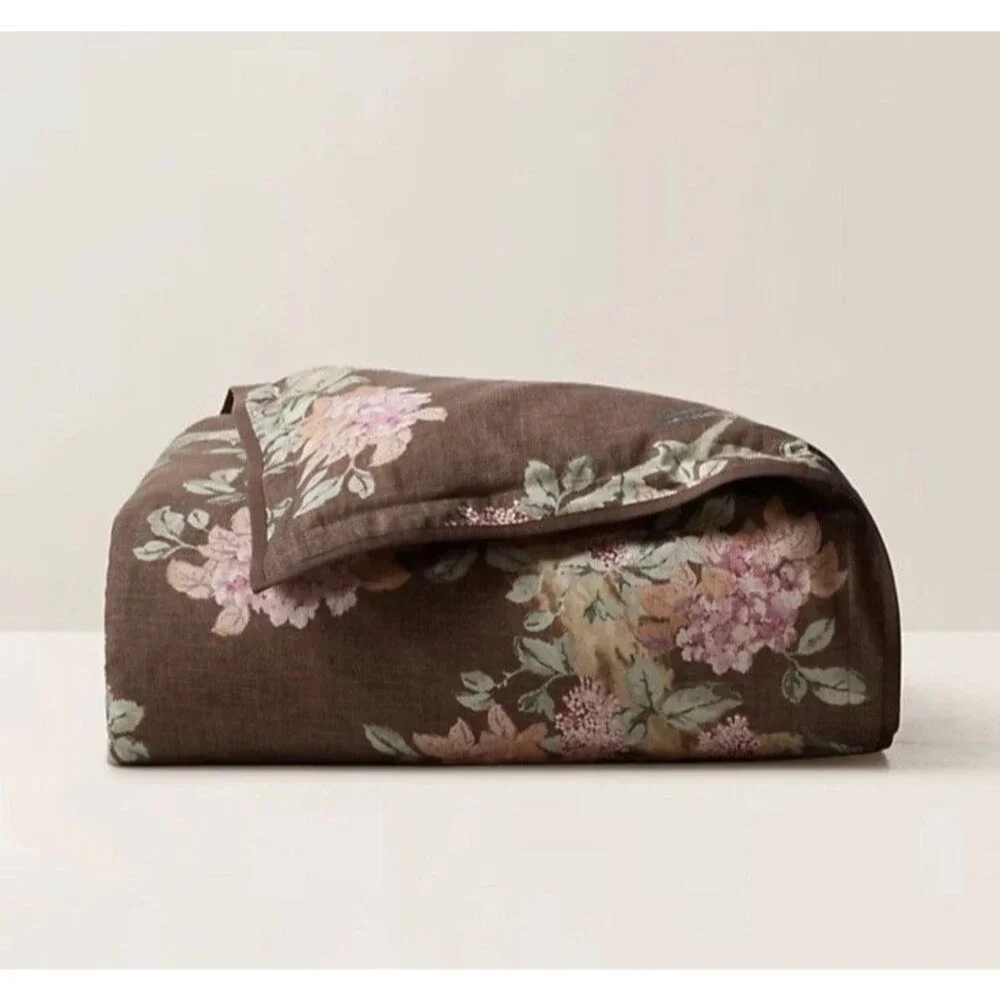 Ralph Lauren Brinly Harlow Floral King Duvet Cover ONLY Forest Brown
